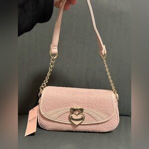 NWT Juicy couture pink clay precious moments flap shoulder bag heart